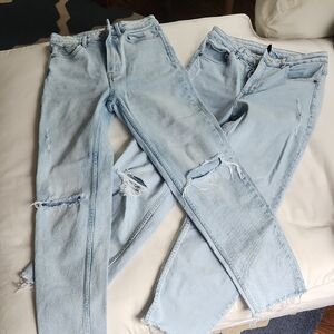 Light Blue Distressed Women's Jeans 2 Pair Set